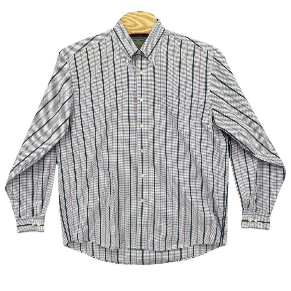 Cooper Jones 2XLT Lavender Striped Long Sleeve Button Down Men's‎ Shirt